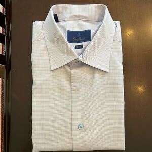 David Donahue purple blue and white dress shirt. Trim fit